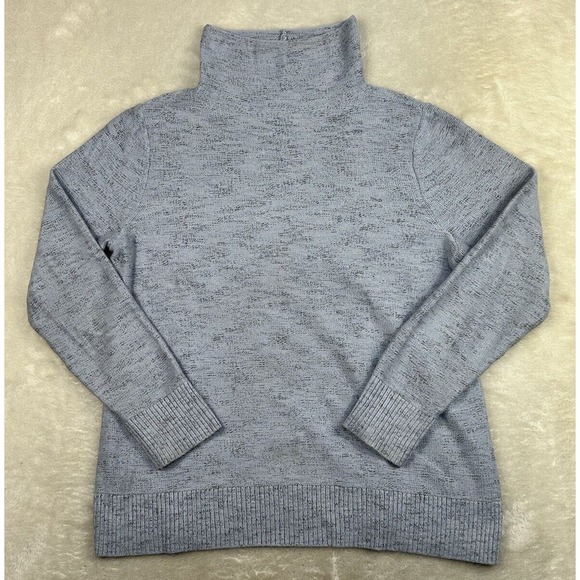 J Jill Sweater Women’s Medium Blue Turtleneck Long Sleeve Cotton Blend - Picture 1 of 7